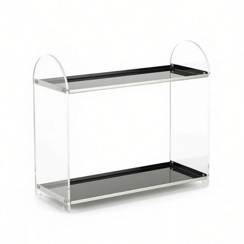 Two-Tier Rack with Transparent Panels Clear Countertop Organizer for Coffee Bar