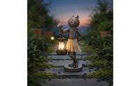 Frog Statue with Lantern Resin Lawn Ornament Decorative for Pathway