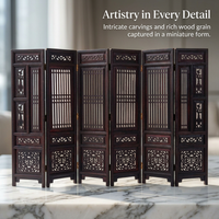 Rosewood Miniature Folding Screen, Wooden Folding Screen Divider Table Ornament, Chinese Traditional - Image 2