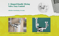 Temperature-regulated mixing valve, U-shaped toggle faucet, hot and cold water control, bathroom shower, high quality brass