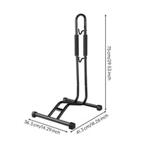 Metal Bike Floor Stand Space-Saving Two-Wheeler Floor Stand Heavy-Duty Two-Wheeler Parking Rack with Hook Easy to Use for Cyclists, Commuters, Garage