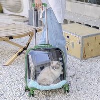 宠物用品户外轻便推车猫拉杆箱防漏猫咪便携大行李箱透明太空舱