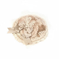 Lace headpiece with hare Ears Rococo design Dome Hat French Inspired for celebration