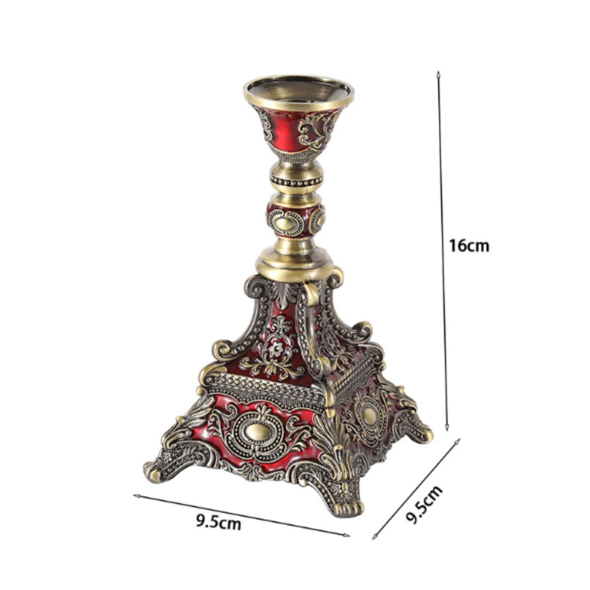 Ornate Candlestick Holder Glossy Metallic Look Single Head Candlestick Holder