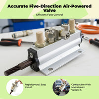 Foot Pedal Air Valve, 3 Position 5 Port air-powered Control Valve, Aluminum Alloy, Compatible with Tire Changer Machine, Automotive Maintenance, Direct Replacement
