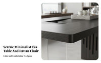 Easy to Clean Solid Wood Tea Table Safe Rounded Edges Japanese Design Tea Table Space Saving Wabi-Sabi Design Desk High Load Capacity for Design Enthusiasts, Families, Homeowners, Balcony, Study Room, Bay Window, Bedroom