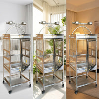 Bird Cage for Living Room, Monk Bird Viewing Cage, 304 Stainless Steel, Durable, Easy to Clean, Anti-Scatter