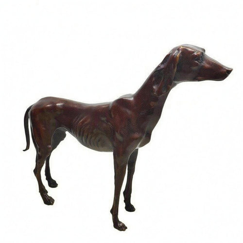 Copper Dog Sculpture Dark Brown Patina Room Ornament Molded Details