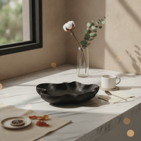 Carbonized Artisan-Crafted Wooden Tray Wabi-Sabi Wood Tray with Raised Sides Organic Shape Hand-Made for Home Decorators, Minimalists, Tabletop Decor, Tea Setups, Coffee Table