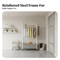 Rolling Clothes Rack with Shelf on casters Wheeled Clothes Rail with Shelf complimentarystanding sturdy Duty for Homeowners