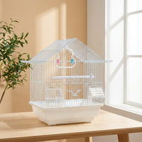 House Roof Small Bird Cage, Iron Wire Parakeet Cage for Budgie Parakeet, Secure Finch Cage with Removable Tray, Habitat for Finch Canary and Pets