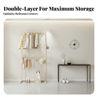 Large Capacity Floor Standing Clothes Rack Space-Saving Stand-Al Single Standing Clothes Rack Multi-Functional Stand-Al Single Standing Garment Organizer Heavy Duty for Students, Renters, Homeowners, Bedroom, Dorm Room, Entryway, Apartment