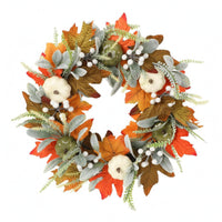 Autumn Wreath Silk Flowers Fall Wreath Mixed Greenery Seasonal Decor