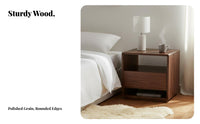Wooden End Table with Drawer Modern Minimalist Design Bedroom Furnishing