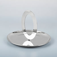 Fruit Tray with Handle Reflective Metal Fruit Dish Round for Tabletop