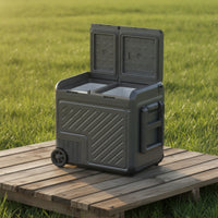 Wheeled Car Fridge with Wheels and Handle Adjustable Car Refrigerator Reliable Portable Fridge with Wheels for Campers, Travelers, Truckers, Road Trips, Camping, Rv Travel, Home Backup