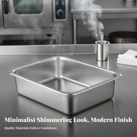 Rectangular Steel Basin Easy to Clean Food Pan Deep Design for Chefs, Home Cooks