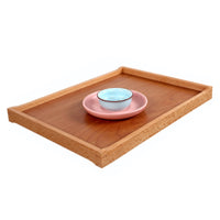 Rectangular Beech Wood Serving Tray for Bread and Tea, Polished Finish