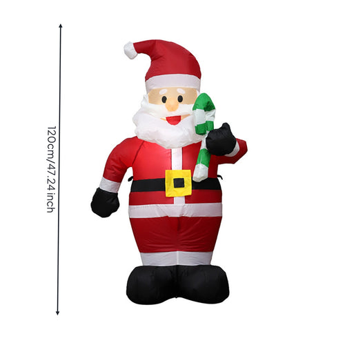 Santa with Candy Cane Upright Inflatable Santa with Candy Cane Yard Decoration Standing Holiday Decor Easy Setup