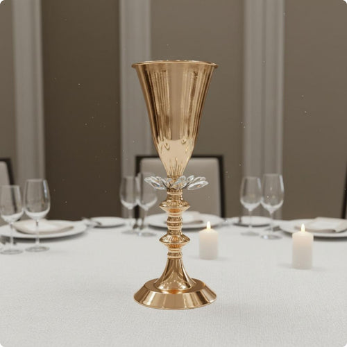 Gold Trumpet Vase Electroplated Trumpet Vase Large Capacity for Wedding, Hotel