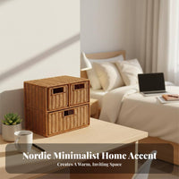 Rattan Storage Cabinet Space-Saving Nordic Desk Organizer Desk Drawer Organizer for Students