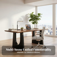 Solid Wood Dining Table Multi-Functional Walnut Finish Table Sturdy Construction Contemporary Workspace Desk for Families, Homeowners, Study, Kitchen