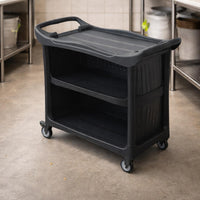 Three-Tier Utility Cart Open Front Rolling Shelving Unit Rounded Corners Storage Furniture