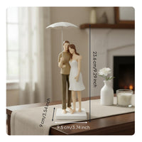 Couple Under Umbrella Ornament Artistic Couple Under Umbrella Figurine Modern Handcrafted Resin Lover Statue for Newlyweds, Couples, Desktop