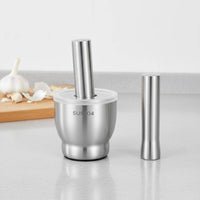 Stainless Steel Mortar and Pestle Set Heavy Duty Construction Stainless Steel Mortar and Pestle Non-Porous Surface Manual Garlic Crusher Bowl
