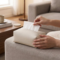 Office Desk Tissue Box Holder for Bathroom Decor, Modern Minimalist PU Leather Tissue Box Cover, Seamless Soft Pouch for Home Office, Rectangular