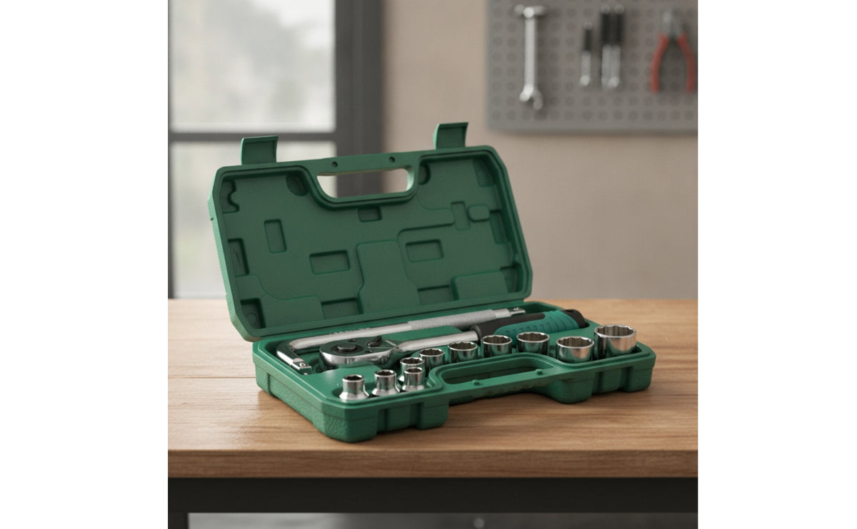 Full Polish Chrome Socket Wrench Kit Socket Set with Case Organized Ratchet Set Compact for Mechanics