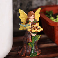Bird Feeder Fairy Feeder Ornamental Outdoor Decor Hand-Painted Figurine for Patio