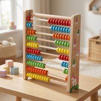 Educational Wooden Abacus Tabletop Abacus with 10 Rows Tactile Rekenrek Sturdy for Preschoolers, Homeschool, Playroom