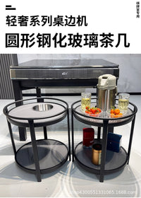麻将机茶几双层棋牌室专用烟缸茶水架麻将桌边几茶水桌轻奢圆茶几