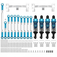 Metal Pull Rod and Shock Damper Kit Easy to Install Metal Chassis Link Rod Kit RC Car Shock Absorb Set for Modification, Upgrading