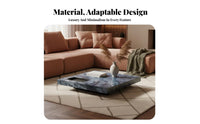 Light Luxury design aesthetic Square Coffee Table Minimalist Design Square Block Coffee Table Natural Stone Look Lounge Centerpiece Spacious Top for Decor aficionados, Homeowners, Apartment Dwellers, Living Room, Home, Office