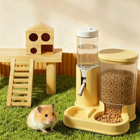 Hamster Water Bottle and Hamster Automatic Feeder and Waterer, Freestanding Cage Feeder