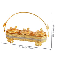 Condiment Holder with Jars Golden Finish for Kitchen Countertop, Dining Table