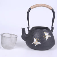 典工堂铁壶仿日本南部铸铁壶双铁牡丹双蝶生铁壶 烧水壶 茶具茶壶