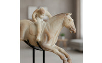 Horse Statue with Horseman Abstract Equestrian Statue Weathered for Bookshelf