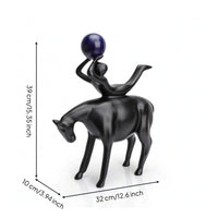 Horse Sculpture with Sphere Modern Figurine Abstract for Entryway, Bookshelf