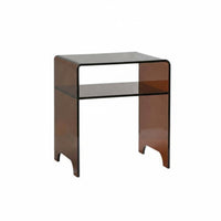Transparent Look Clear Multi-Tier Table Modern Design Clear C-Shaped End Table with Magazine compartment Minimalist aesthetic Nightstand Easy to Clean for Apartment Dwellers, Homeowners, Students, Bedroom, Small Spaces, Living Room, Home Office