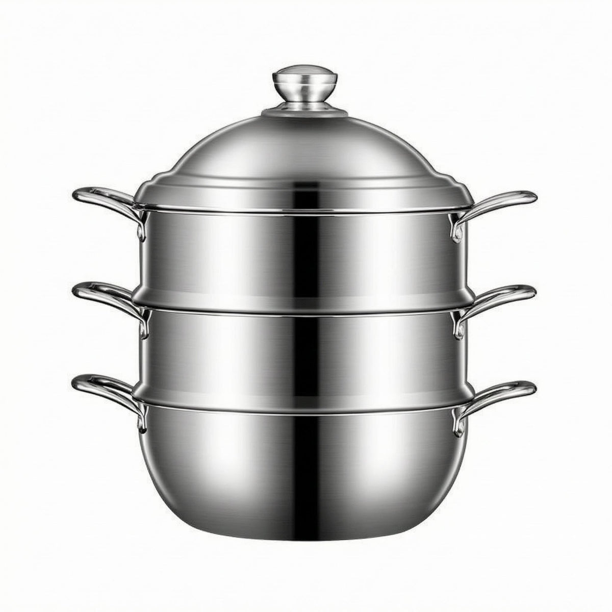 3 Tier Steamer Pot Thickened Finish Tiered Steam Cooker Three Ply Bottom Steaming Pan for Gas Cooktop