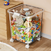 Transparent Storage Box with Lid, PP Plastic, 20-30L, with Wheels