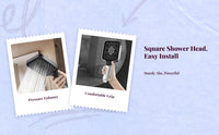 High Pressure Square Shower Head, Pressurized Handheld Rainfall Set for Bathroom and Home, Adjustable Settings