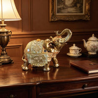 Elephant Figurine with Raised Trunk Detailed Decorative Elephant Collectible for Display Shelf