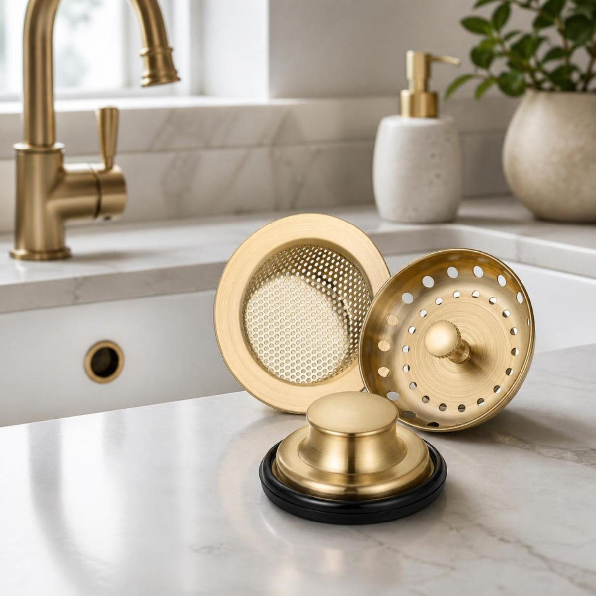 3 Pieces Kitchen Sink Drain Strainer Stainless Steel Sink Strainer with Stopper Rust-Resistant