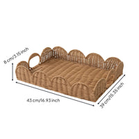 Rattan Tray with Handles Wicker Tray Sturdy for Coffee Table, Vanity