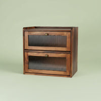 2-Tier Bread Box Solid Wood Double Layer Bread Bin Large Capacity