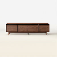TV Cabinet with Doors Low-Profile TV Stand Wooden Media Console for Living Room